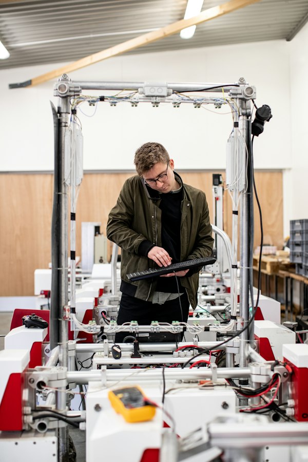 Applied Mechatronics students testing circuits