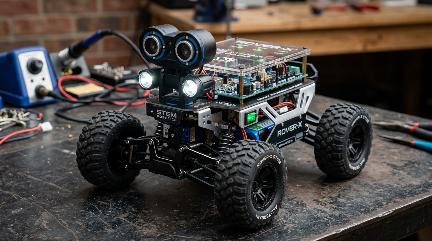 Autonomous 4-wheel offroad Smart Rover with camera and ultrasonic LiDAR sensors