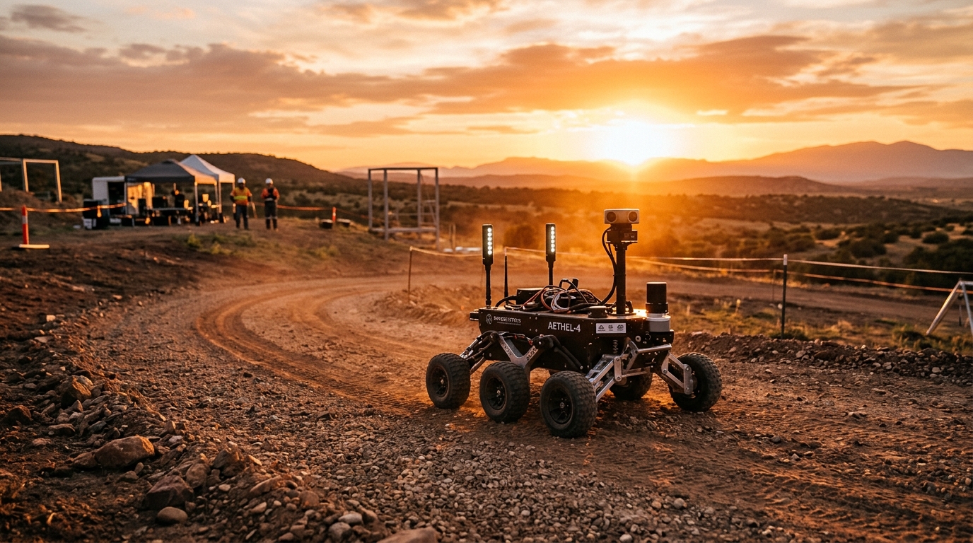 Rover outdoor navigation at golden sunset